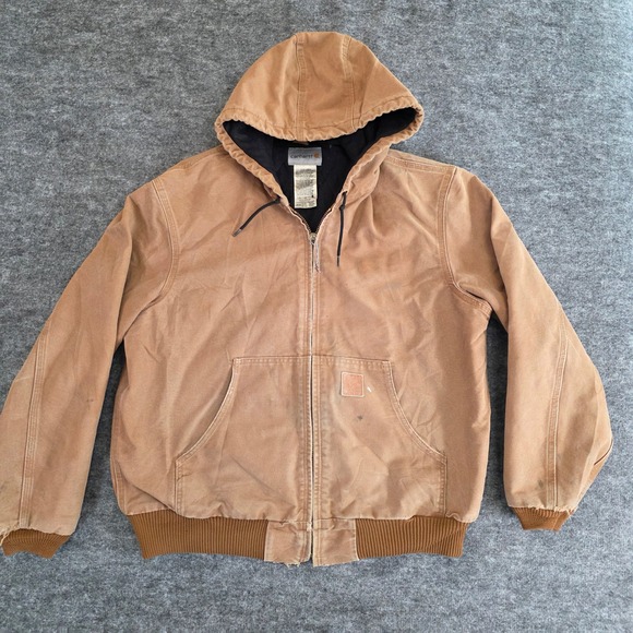 Carhartt Other - Carhartt Jacket Mens Large Brown J306 BRN Hooded Duck Canvas Distress Chore Coat